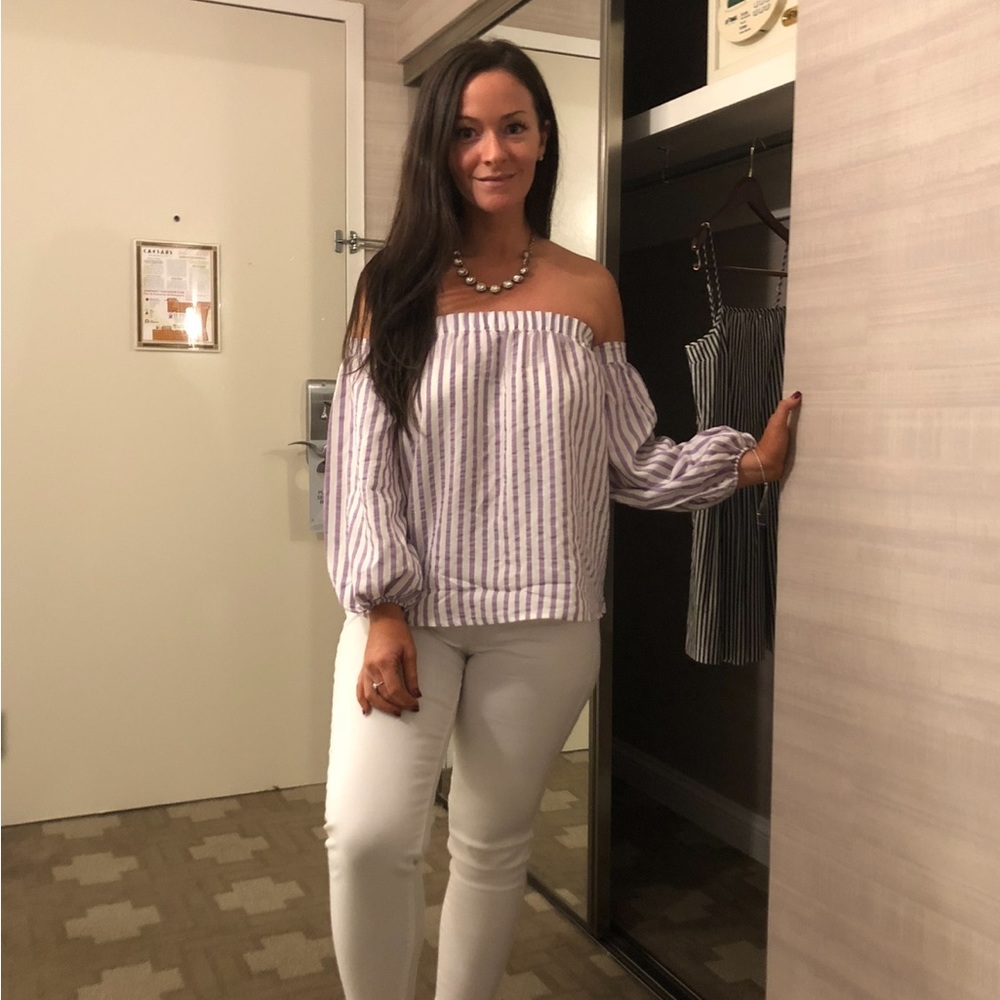 Express Off the Shoulder Striped Top size XS